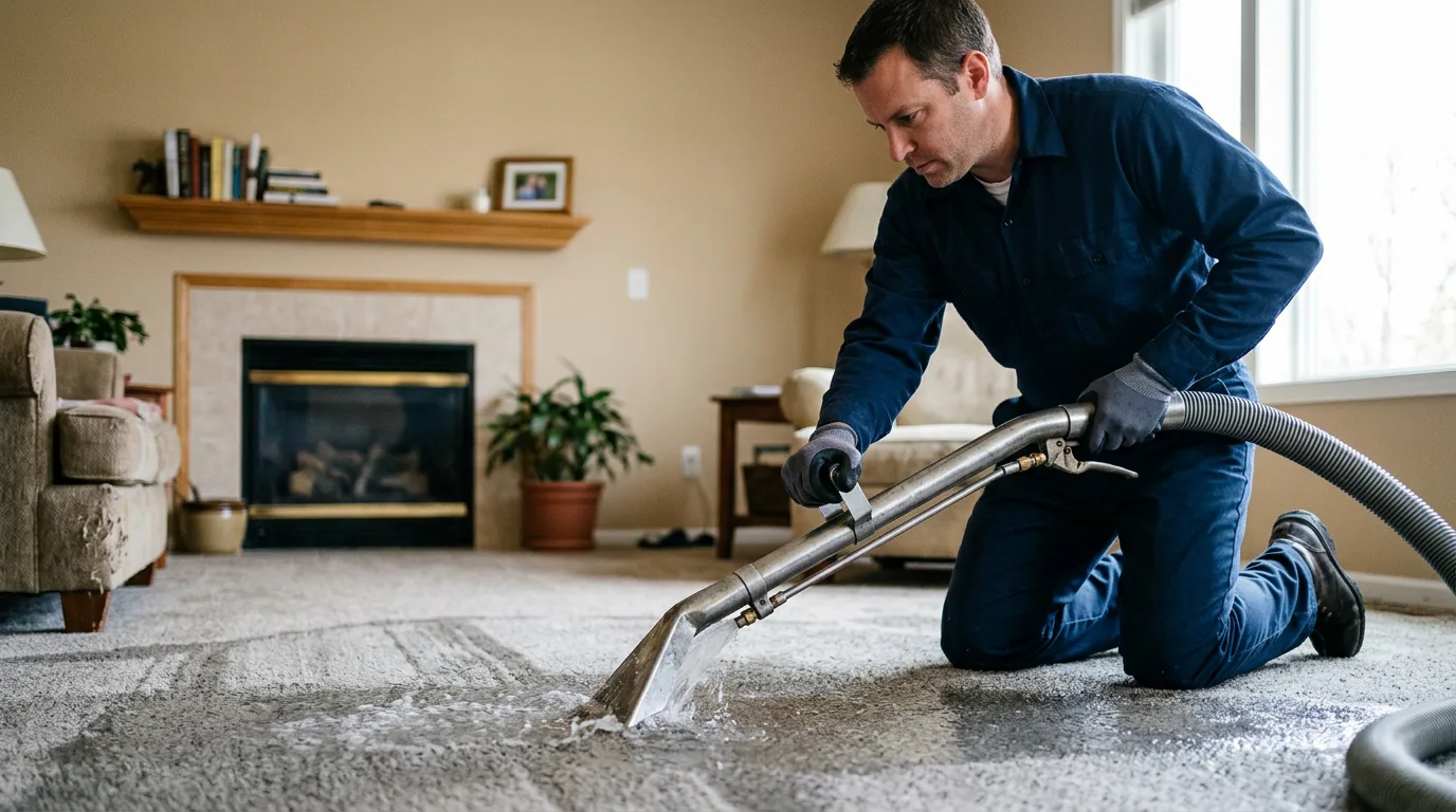 Water damage restoration technician working near Canfield, OH